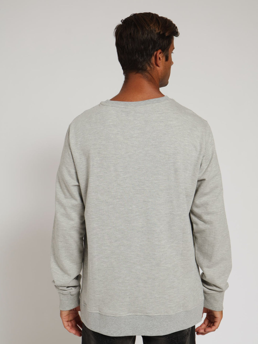 Script Hex Crew Top - Grey Melange