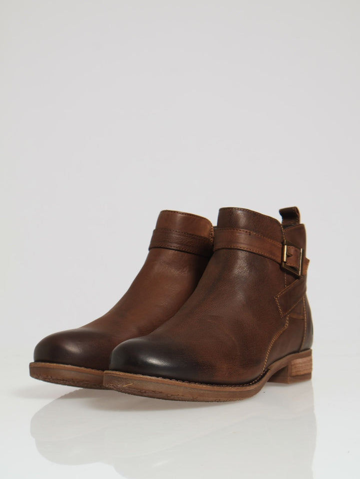 Ankle Boot With Buckle - Brown
