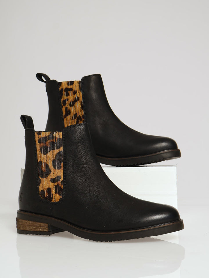 Ankle Boot With Animal Print - Black