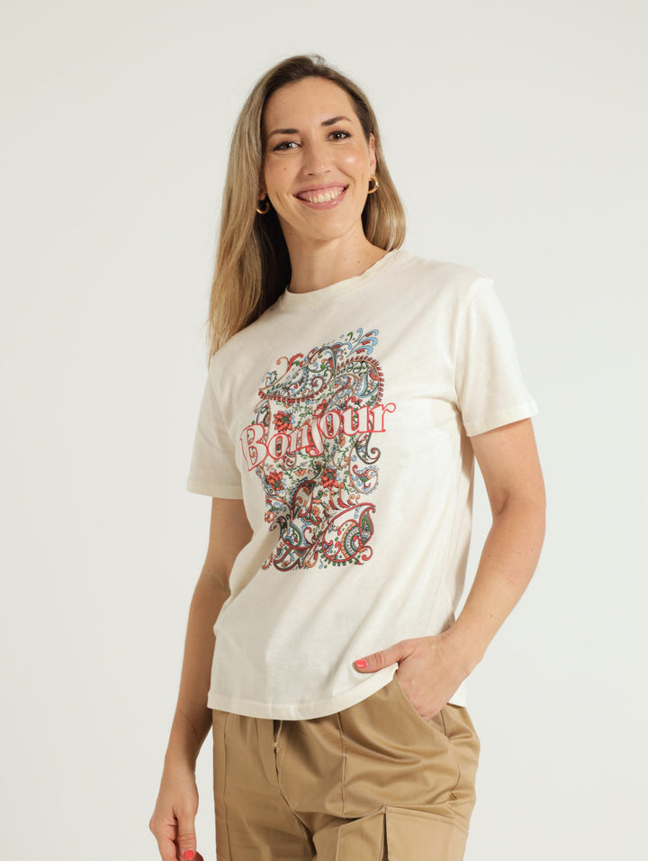 Bonjour Paisley Regular Tee - Off White