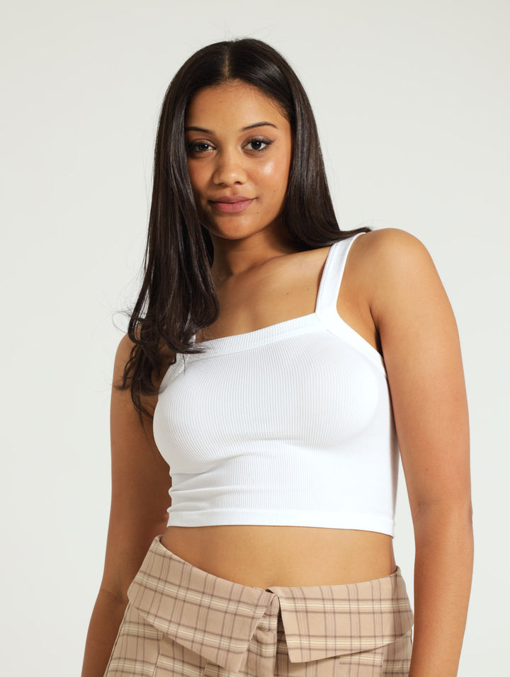 Seamless Square Tank Top - White