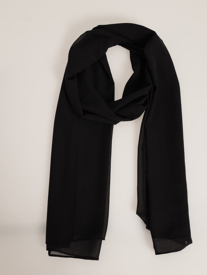 Chiffon Pebble Plain Scarf - Black