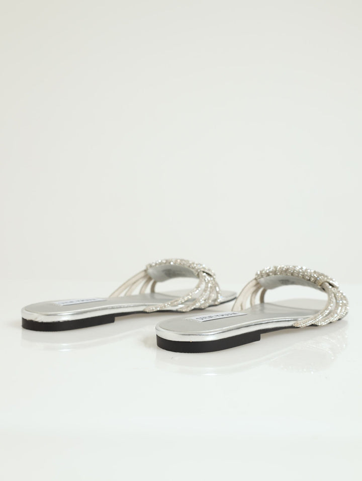 Harmoney Glitz Mule Flat Sandal - Silver