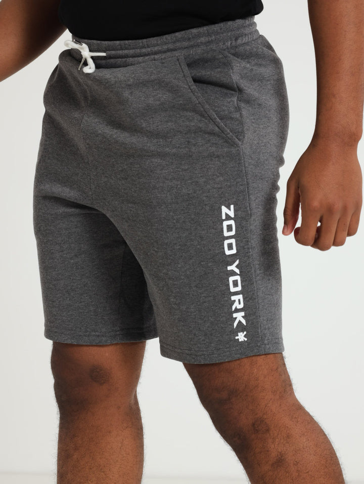 Printed Fleece Shorts - Charcoal