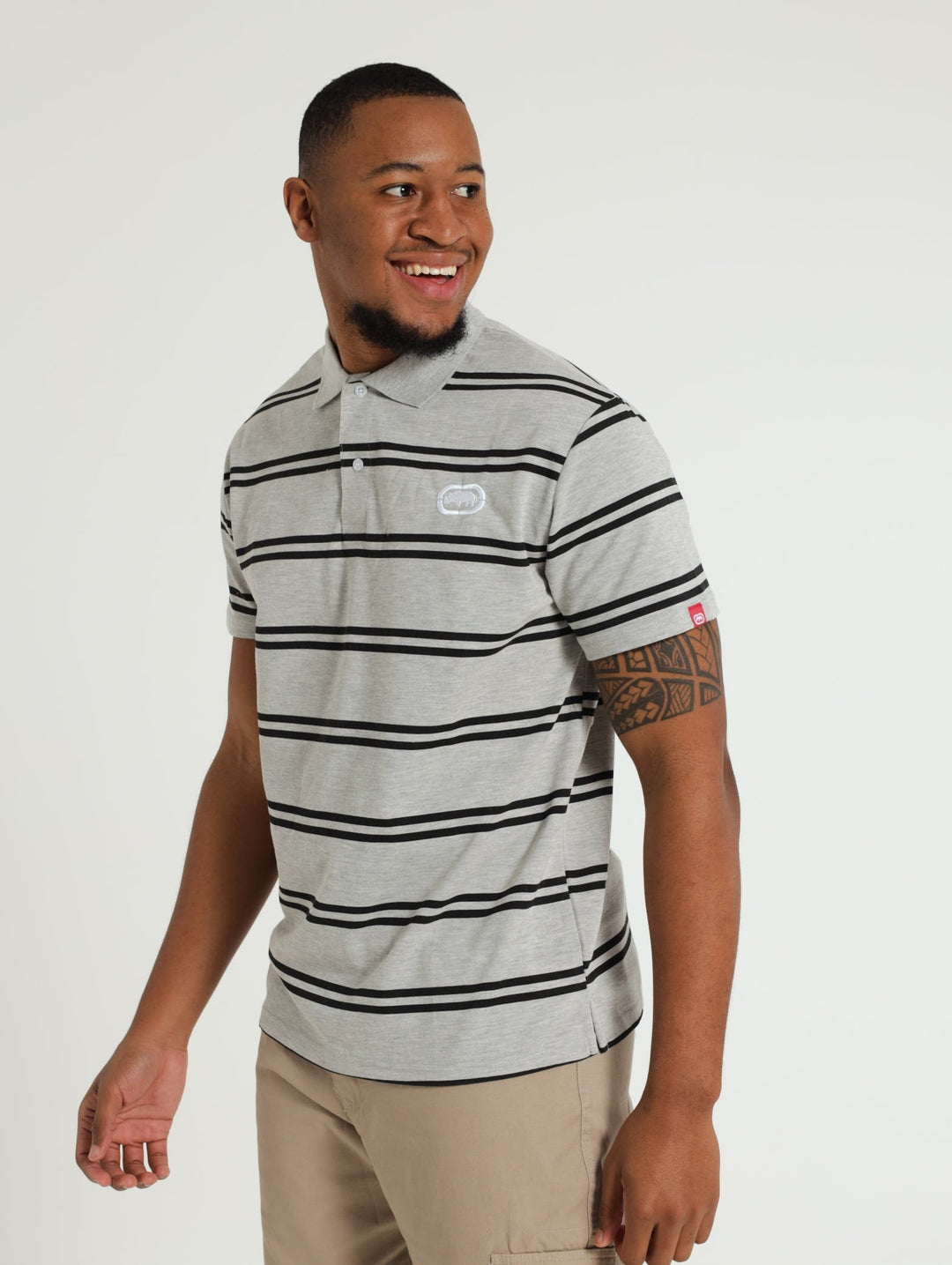 Stripe Embossed Golfer - Grey Melange