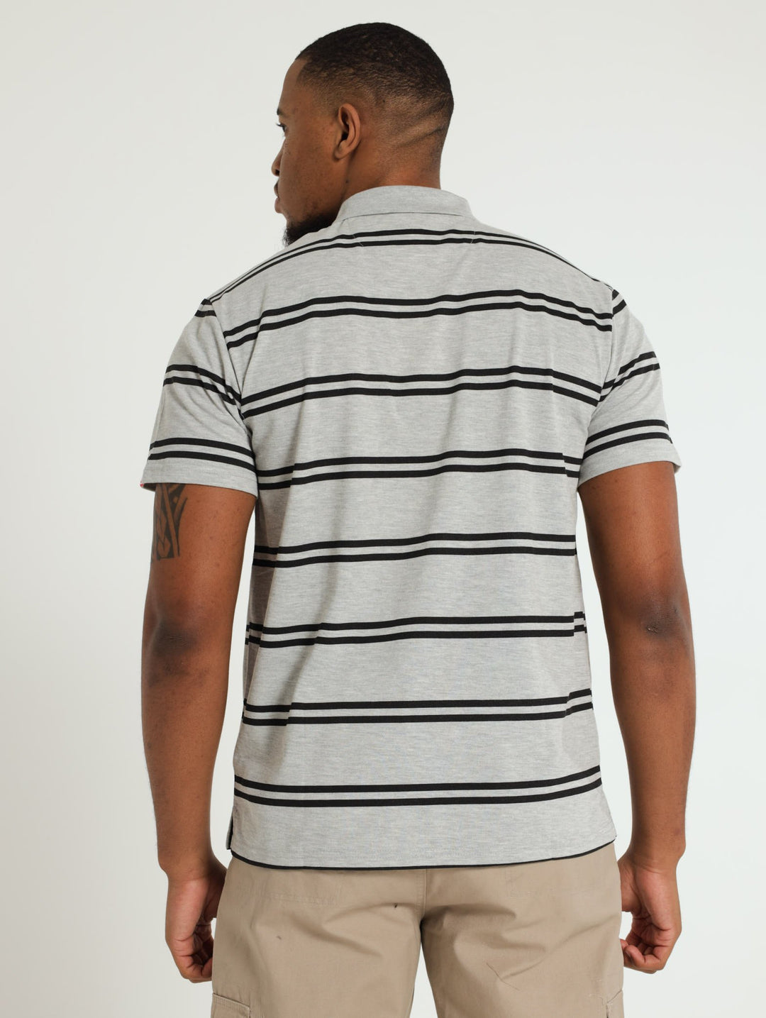 Stripe Embossed Golfer - Grey Melange