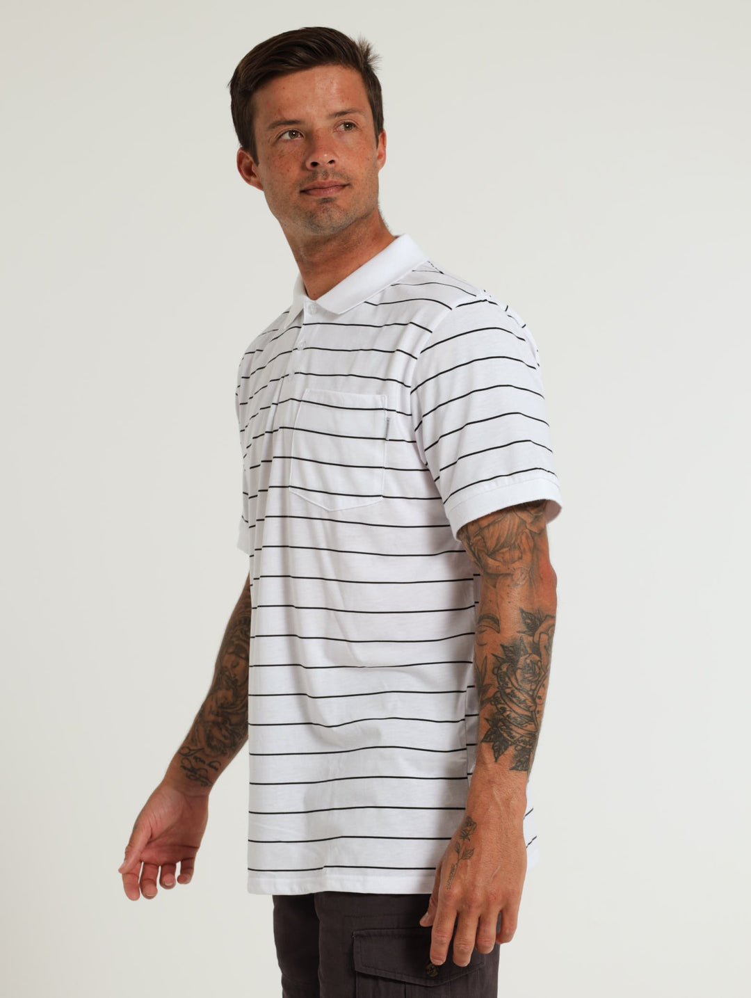 Stripe Golfer - White