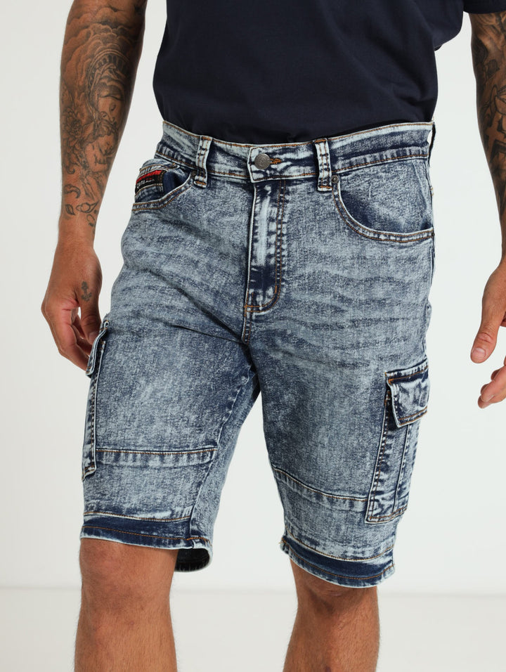 Denim Cargo Shorts - Blue