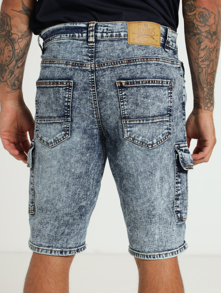 Denim Cargo Shorts - Blue