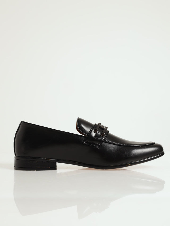 Villani Metal Trim Stitched Apron Slip On Loafer - Black