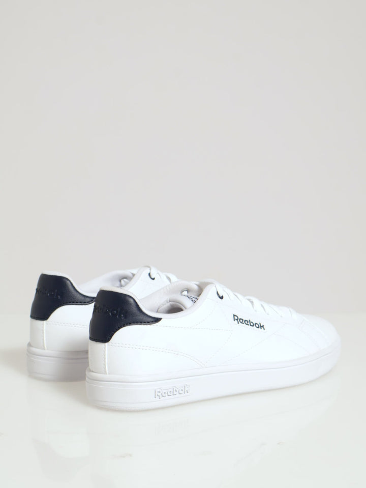 Court Clean Closed Toe Lace Up Sneaker - White/Navy