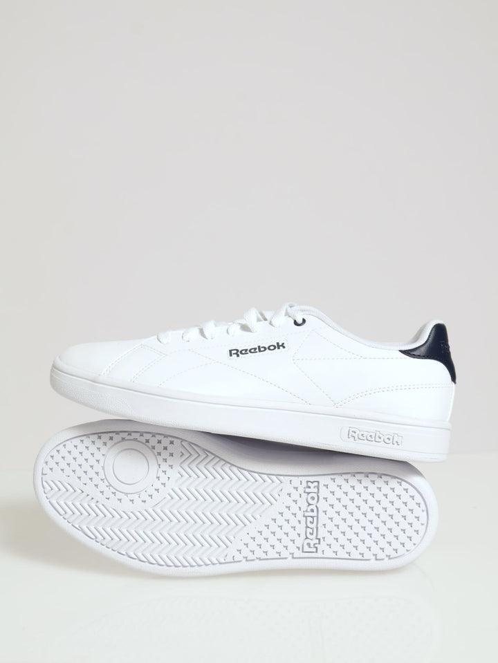 Court Clean Closed Toe Lace Up Sneaker - White/Navy