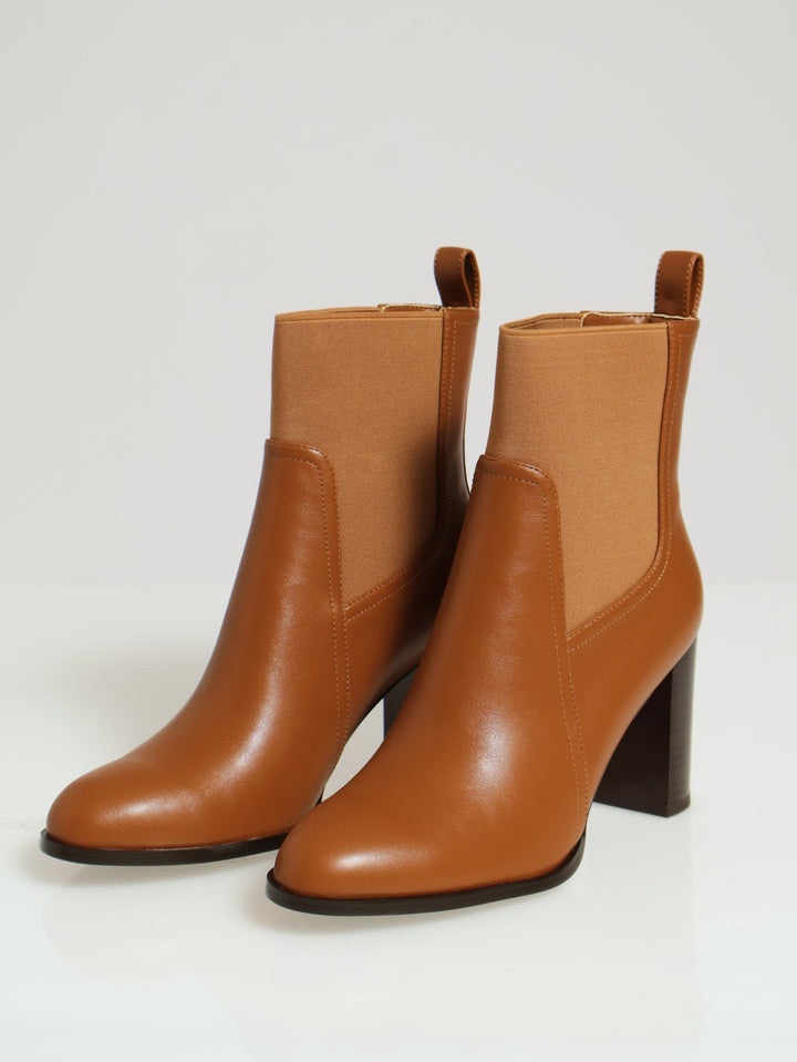 Chelsea High Heel Pointed Toe Boot - Tan