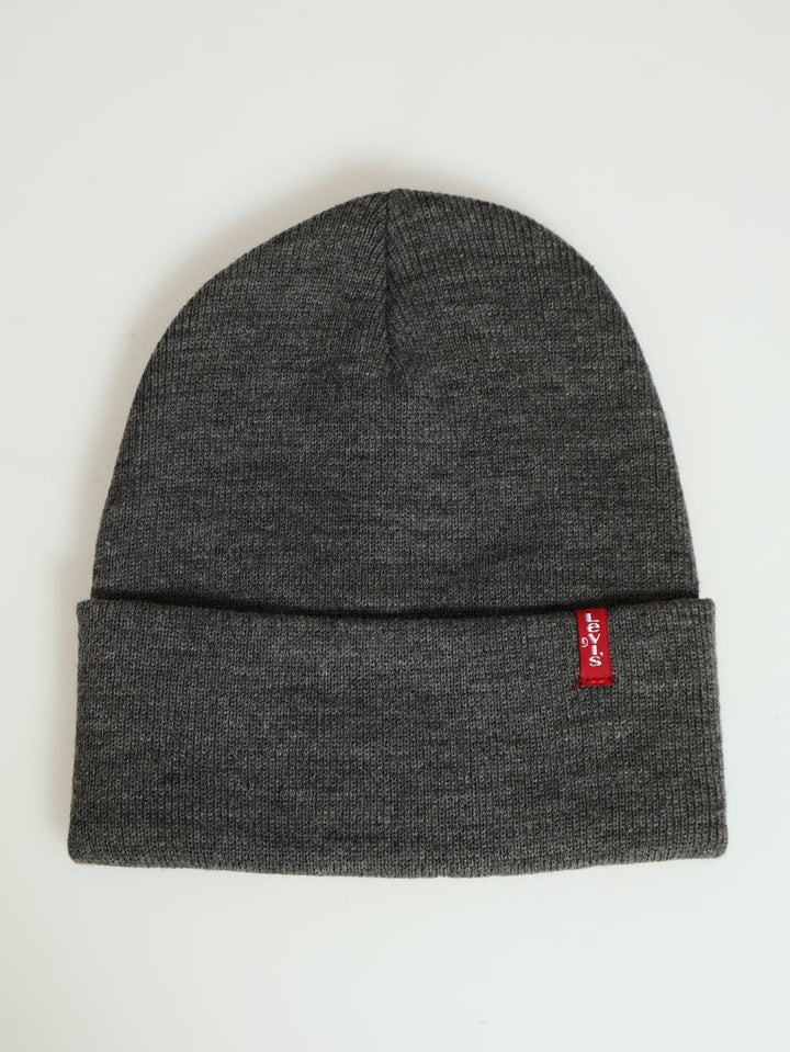 Slouchy Tab Beanie - Grey