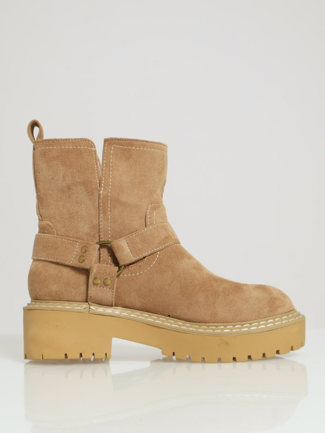 Biker Ankle Boots - Beige