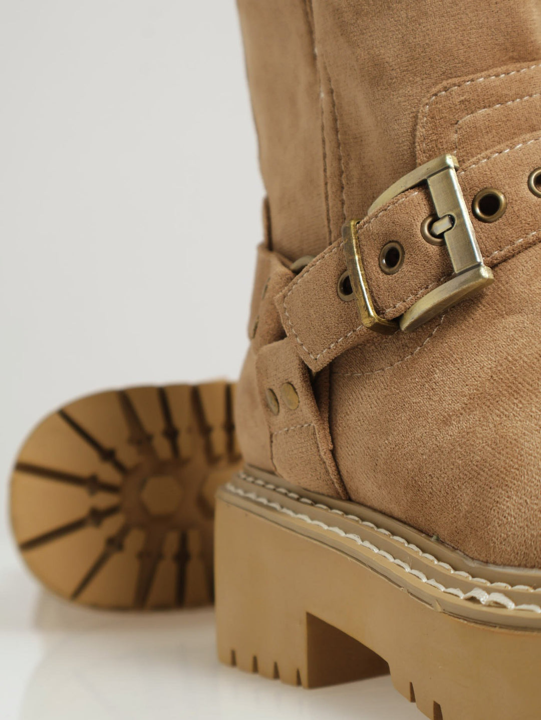 Biker Ankle Boots - Beige