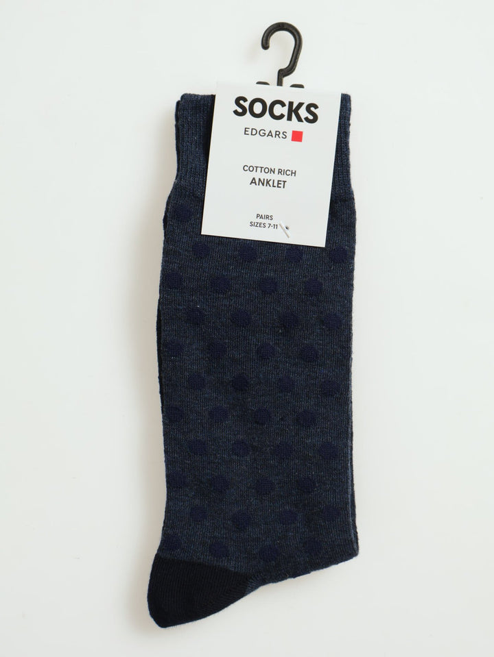 1 Pack Single Mini Dots Anklet Socks - Indigo / Navy