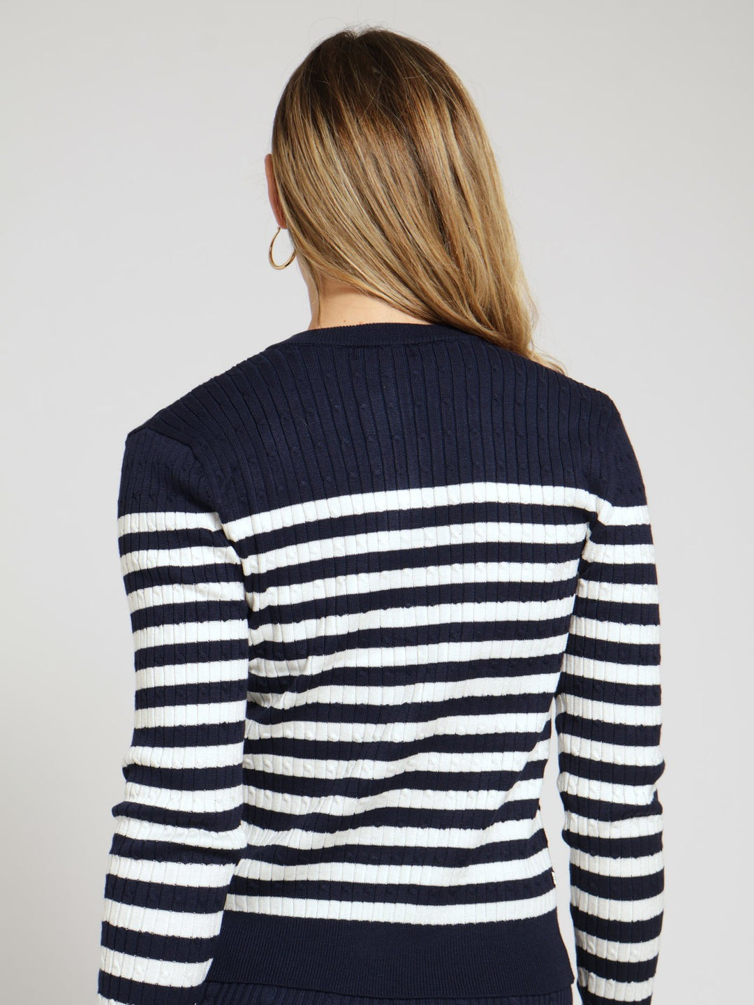 Nautical Striped Cardigan - Navy