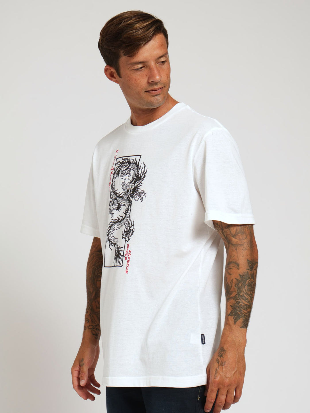 Dragon In Square Tee - White