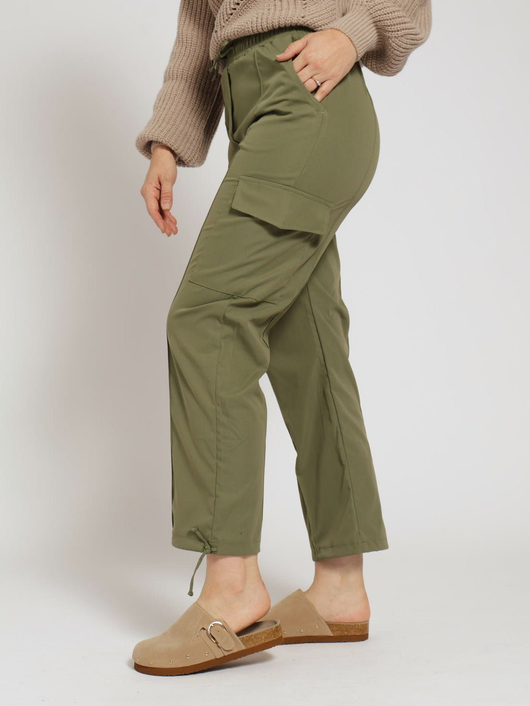 Pull On Wideleg Utility Pants - Light Fatigue