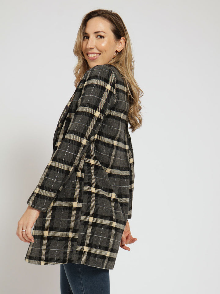 Charlotte Single Breasted Coat - Charcoal