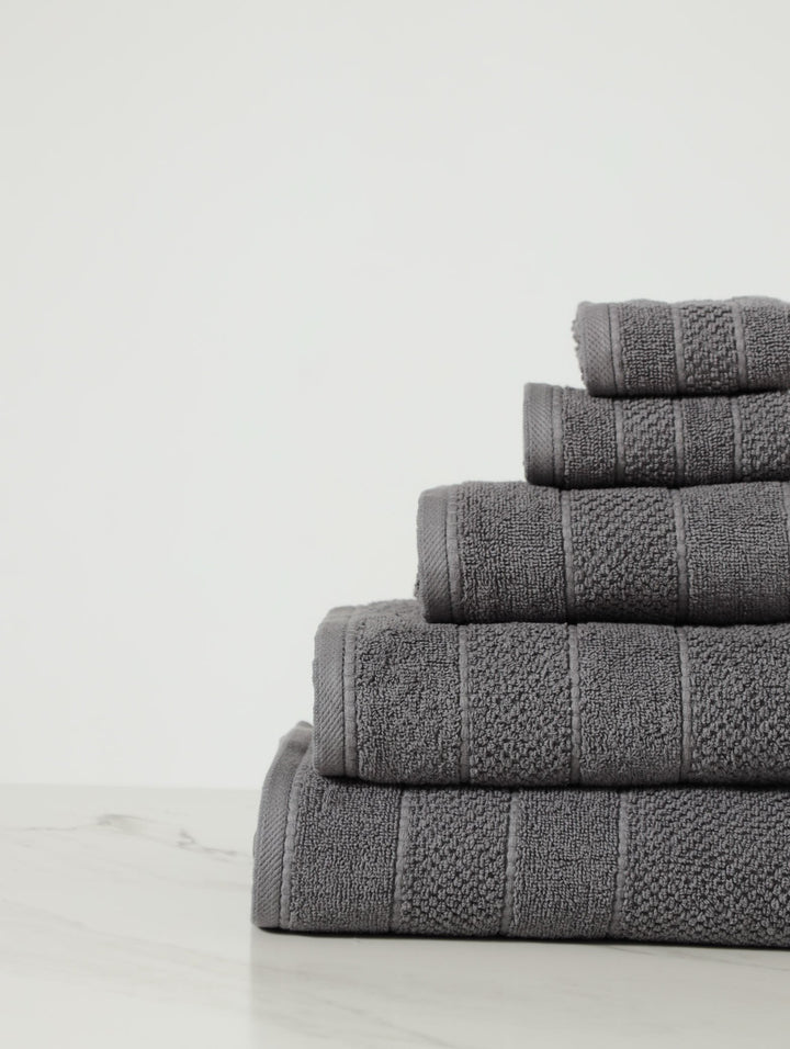 Premium Textured Bath Towels - Charcoal