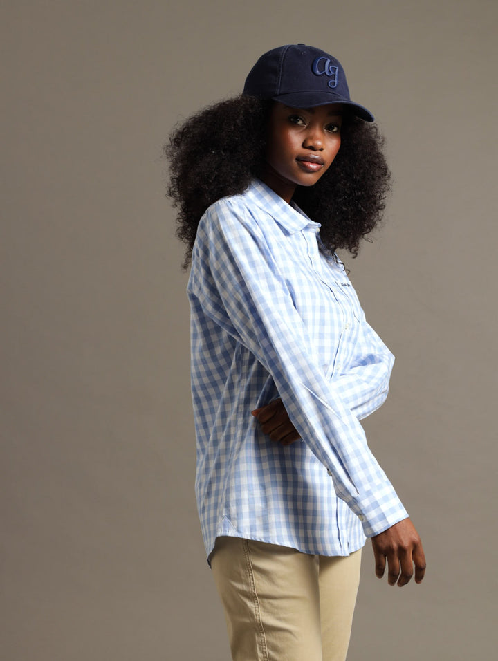 Yarn Dyed Gingham Check Top - Sky