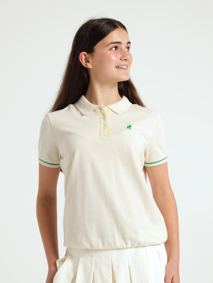 Girls Hailey Elasticated Hem Golfer - Milk