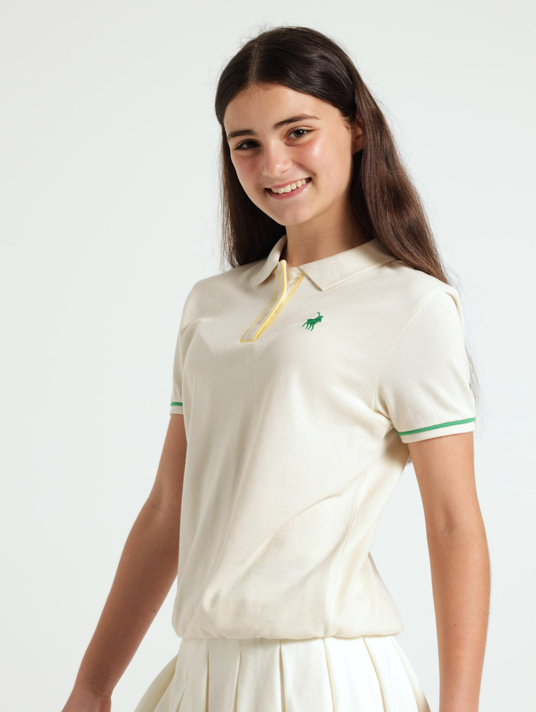 Girls Hailey Elasticated Hem Golfer - Milk