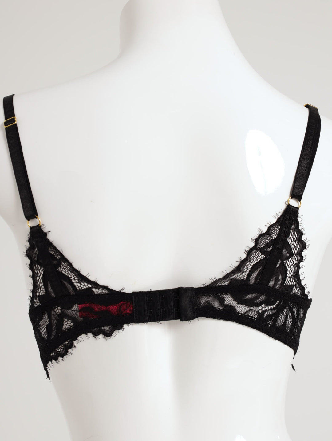 Ladies Eyelash Lace Push-Up  Bra - Red/Black