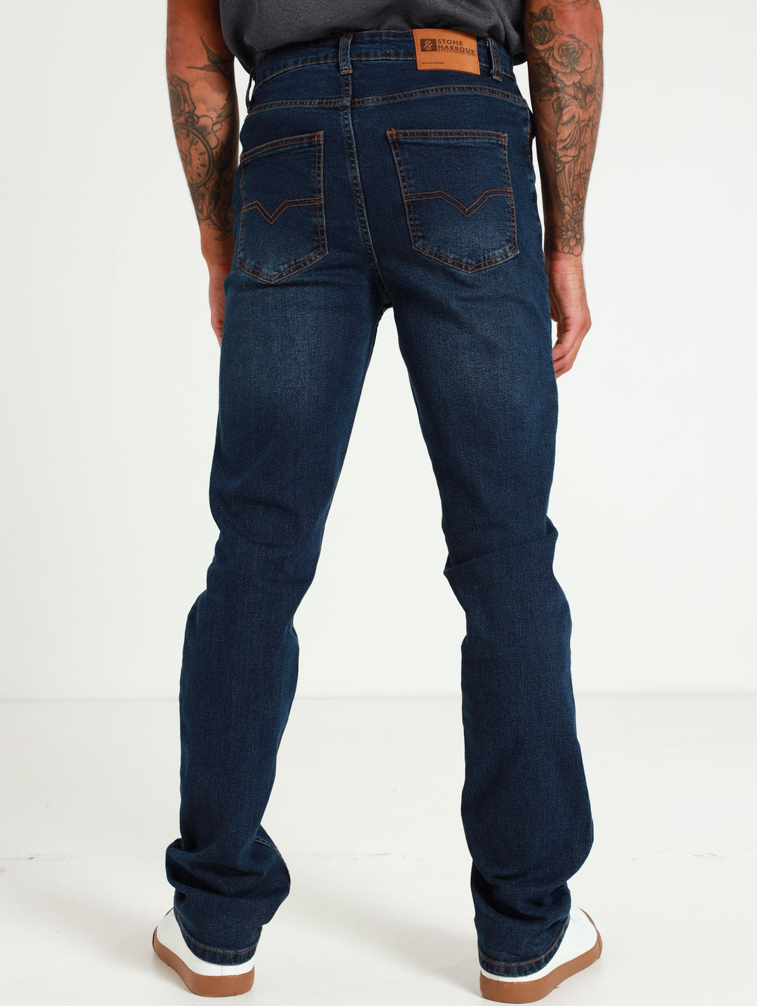 Straight Fit Denim Jeans - Dark Blue