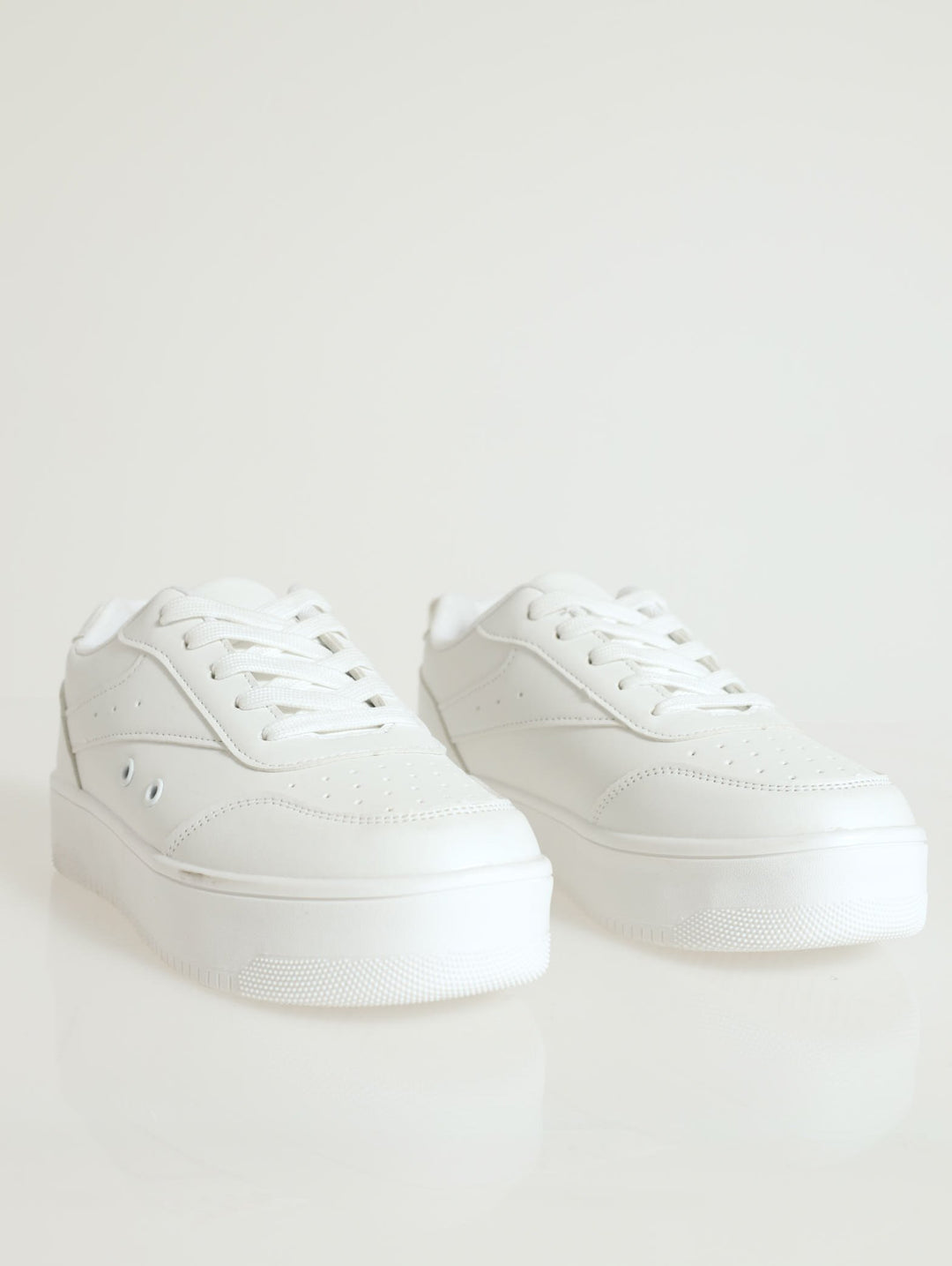 Pin Punch Vamp Sleek Street Sneaker - White