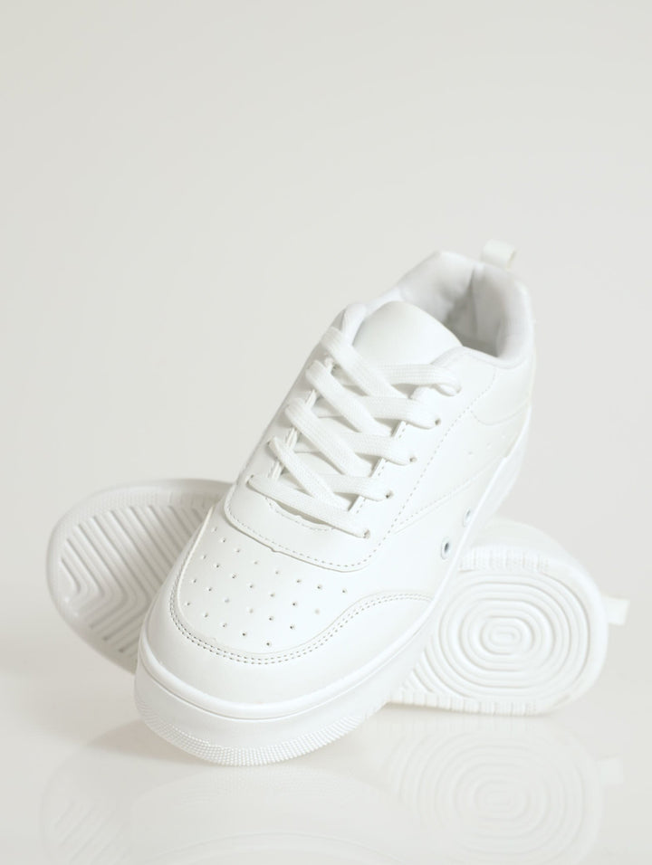 Pin Punch Vamp Sleek Street Sneaker - White