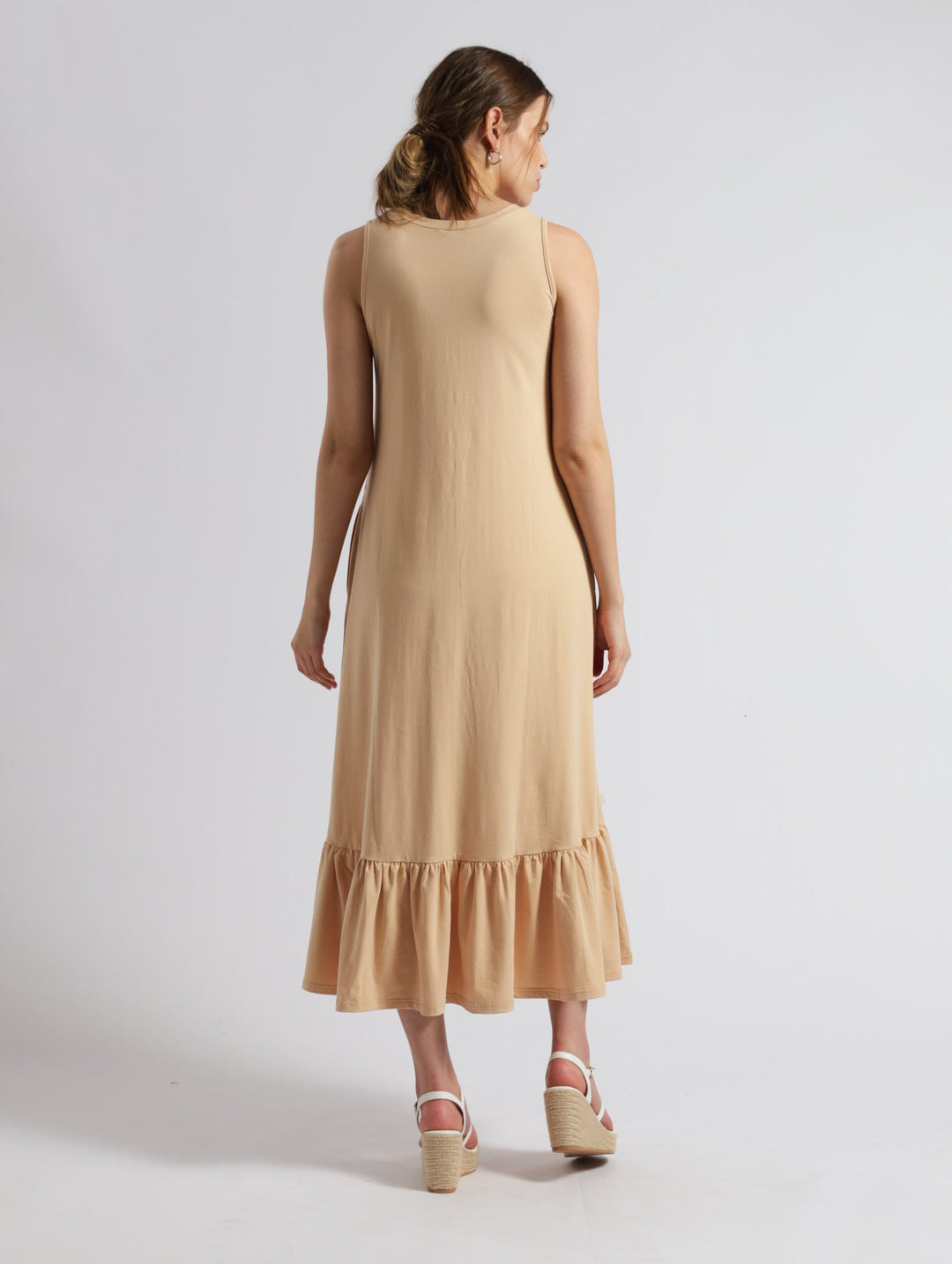Sleeveless Maxi Pocket Dress - Beige