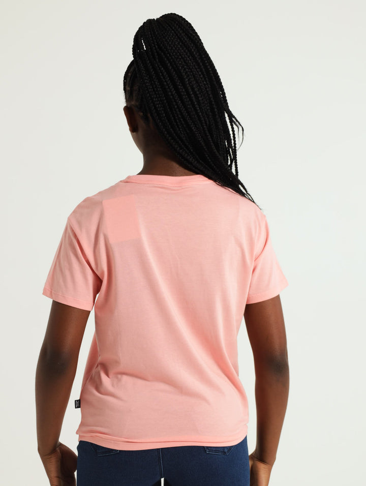 Girls Logo Knotted Tee - Peach