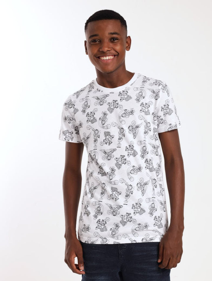 Boys Garfield All Over Print Tee - White