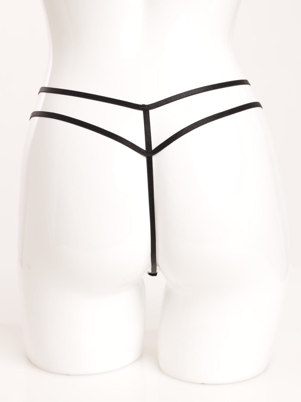 Ladies T-String With Doublewaist Strap - Two-tone