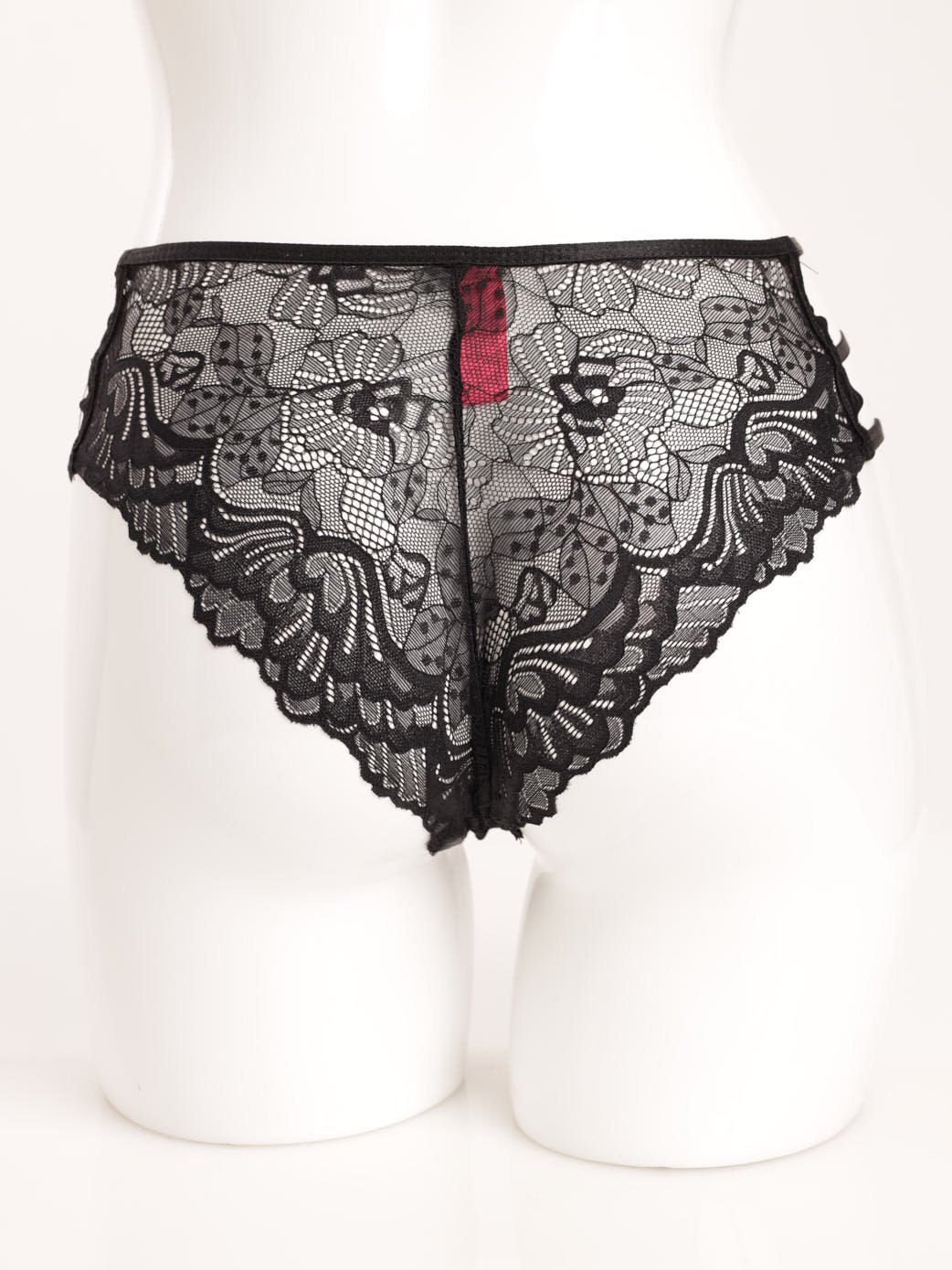 Ladies Single High-Waisted Brazilian Lace Panty - Two-tone