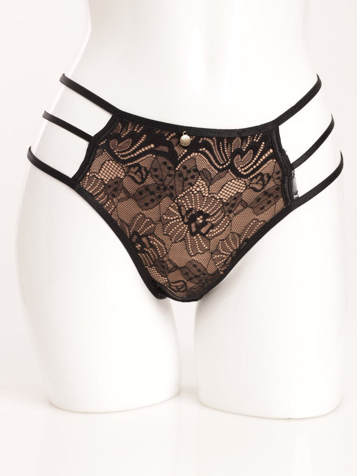 Ladies Single High-Waisted Brazilian Lace Panty - Two-tone