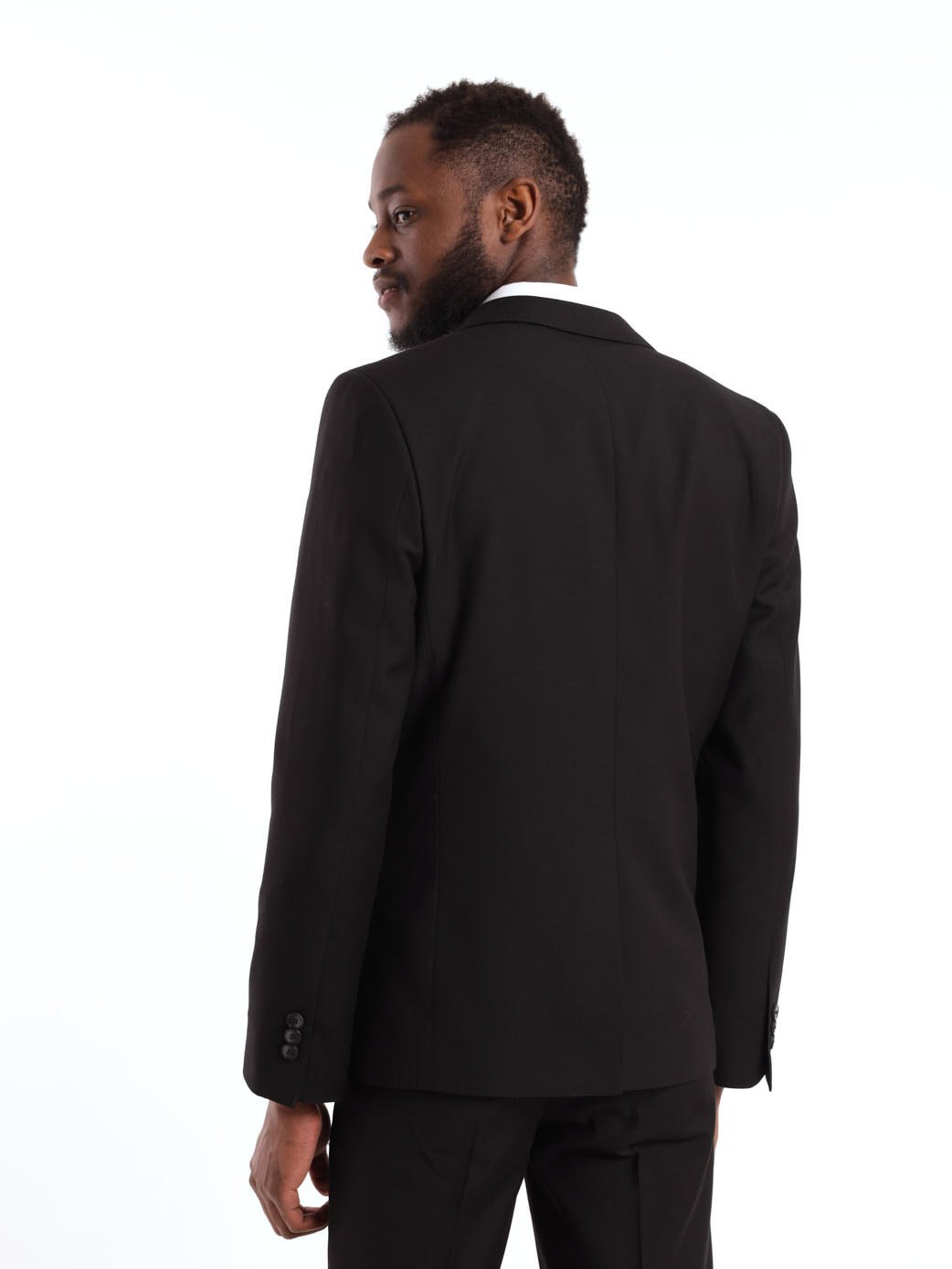 Men's Regular Fit Viscose Blend Suit Jacket - Black