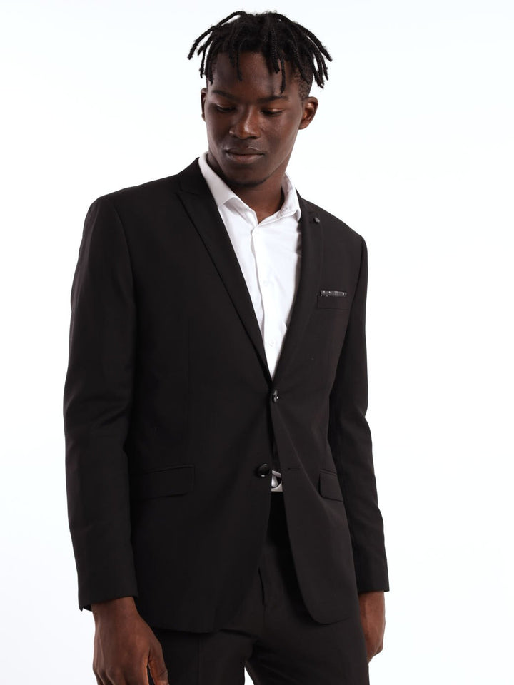 Slim Viscose Blend Suit Jacket - Black