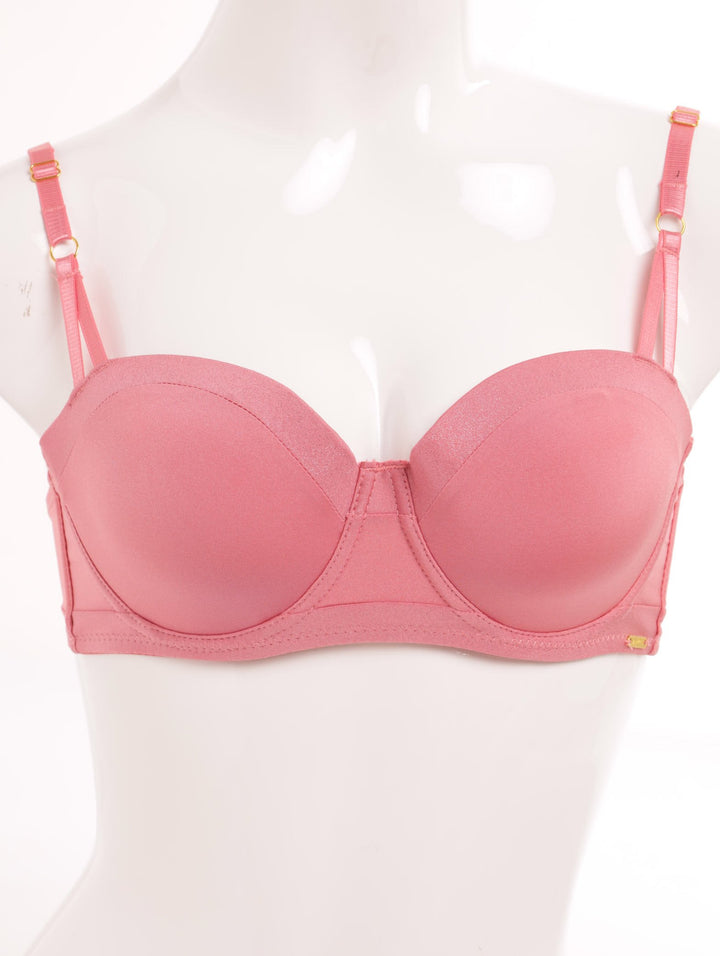 Ladies Lurex Balconette Bra - Rose Gold