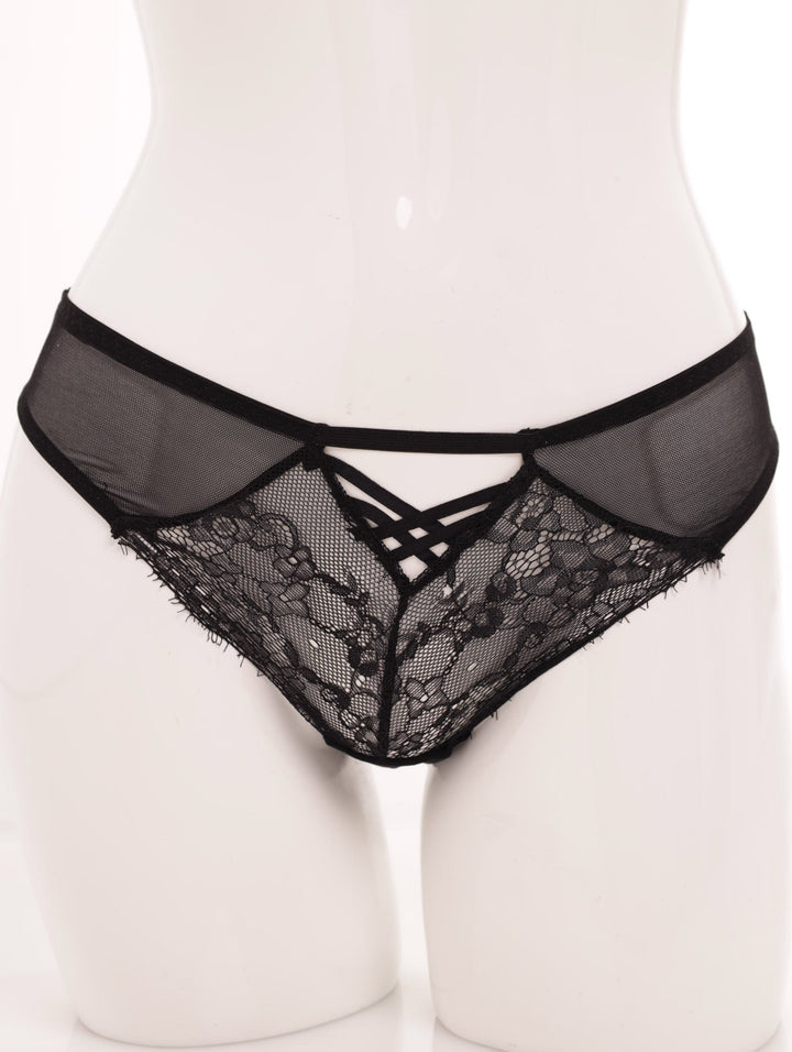 Ladies Lace Brazilian Panty - Black