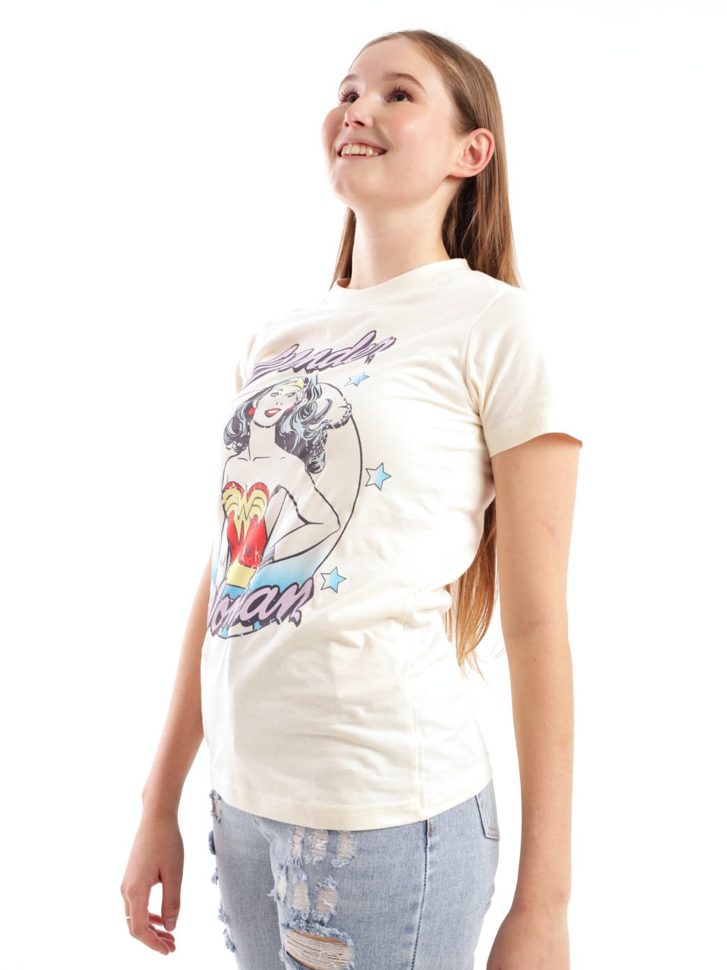 Ladies Wonder Woman Regular Tee - Cream