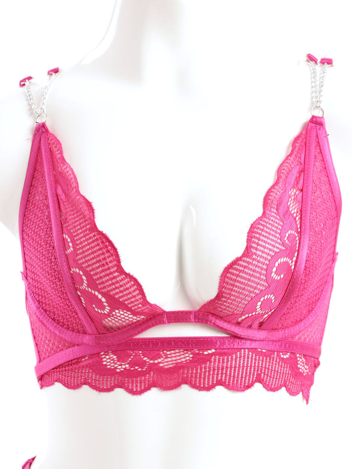 Ladies Jewel Branded Double Strap Rockerwire Bra - Fuchsia