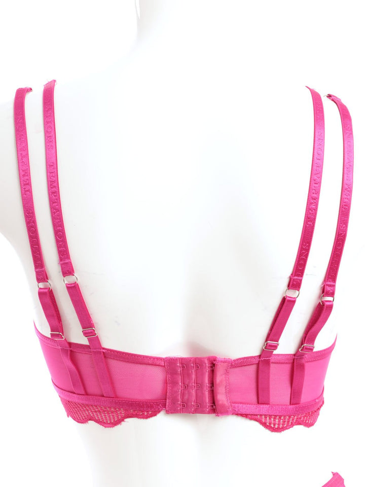 Ladies Jewel Branded Double Strap Rockerwire Bra - Fuchsia