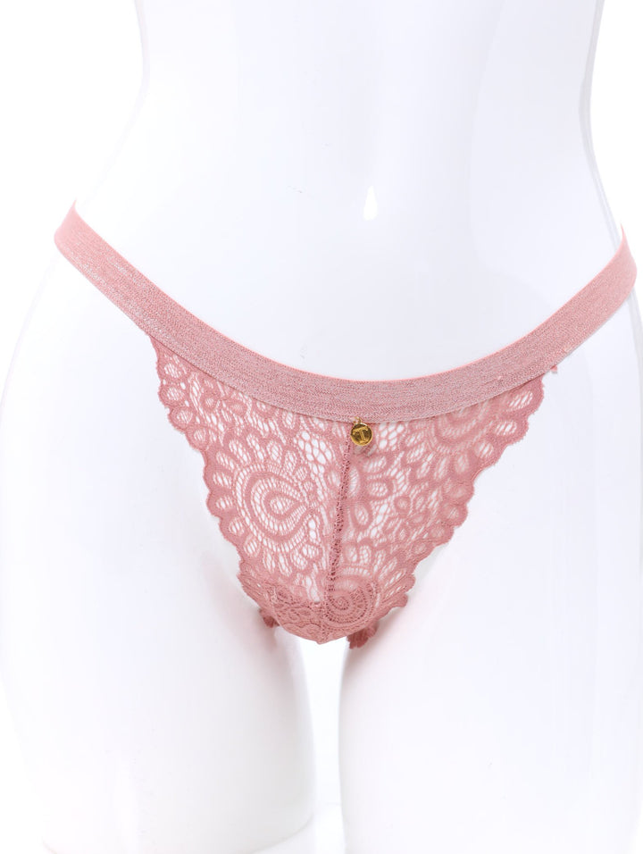 Ladies Thong With Self Colour Lurex Elastic - Dusty Rose