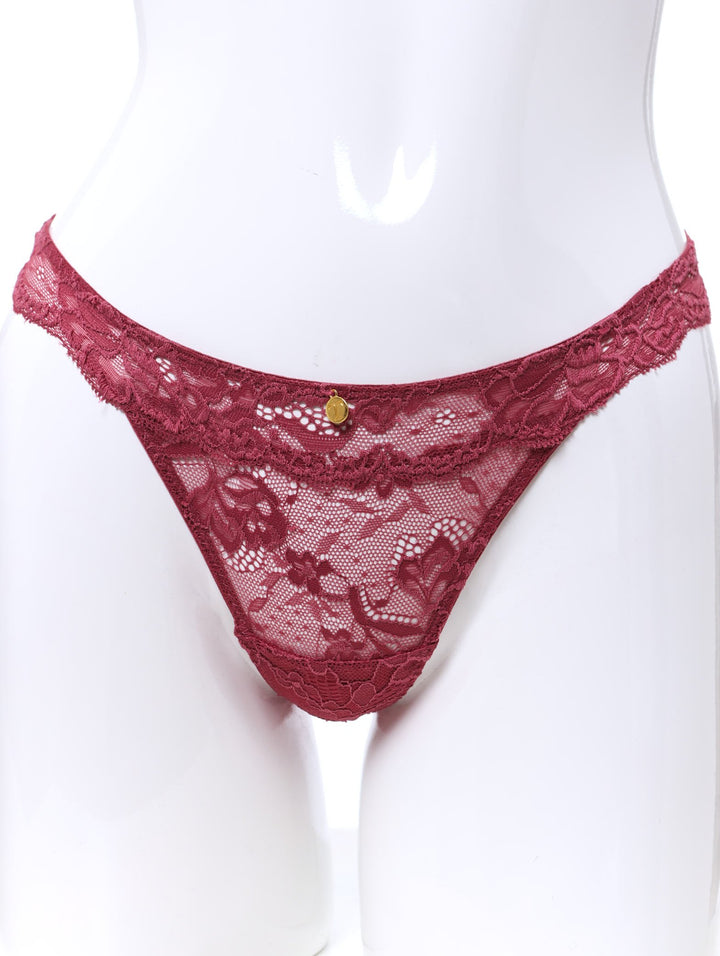 Ladies Galloon Lace Thong - Wine