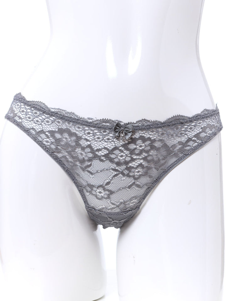 Ladies Foil Print Lace Bikini - Silver Grey