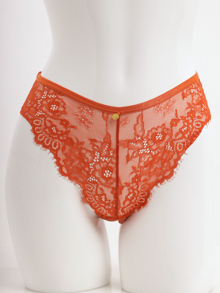 Ladies Cheeky Brazilian Panty With T-Back Detail - Rust